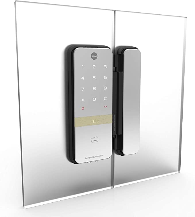 Yale YDG 313 Shine Digital Glass Door Lock With RFID And Mirror Finish Silver