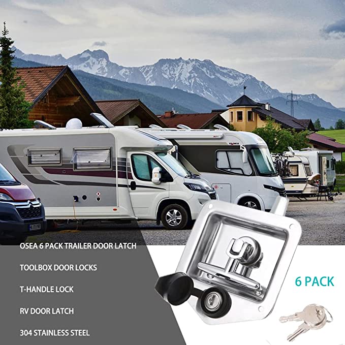 Trailer Door Latch Lock Toolbox Stainless Steel T-Handle Lock RV Truck