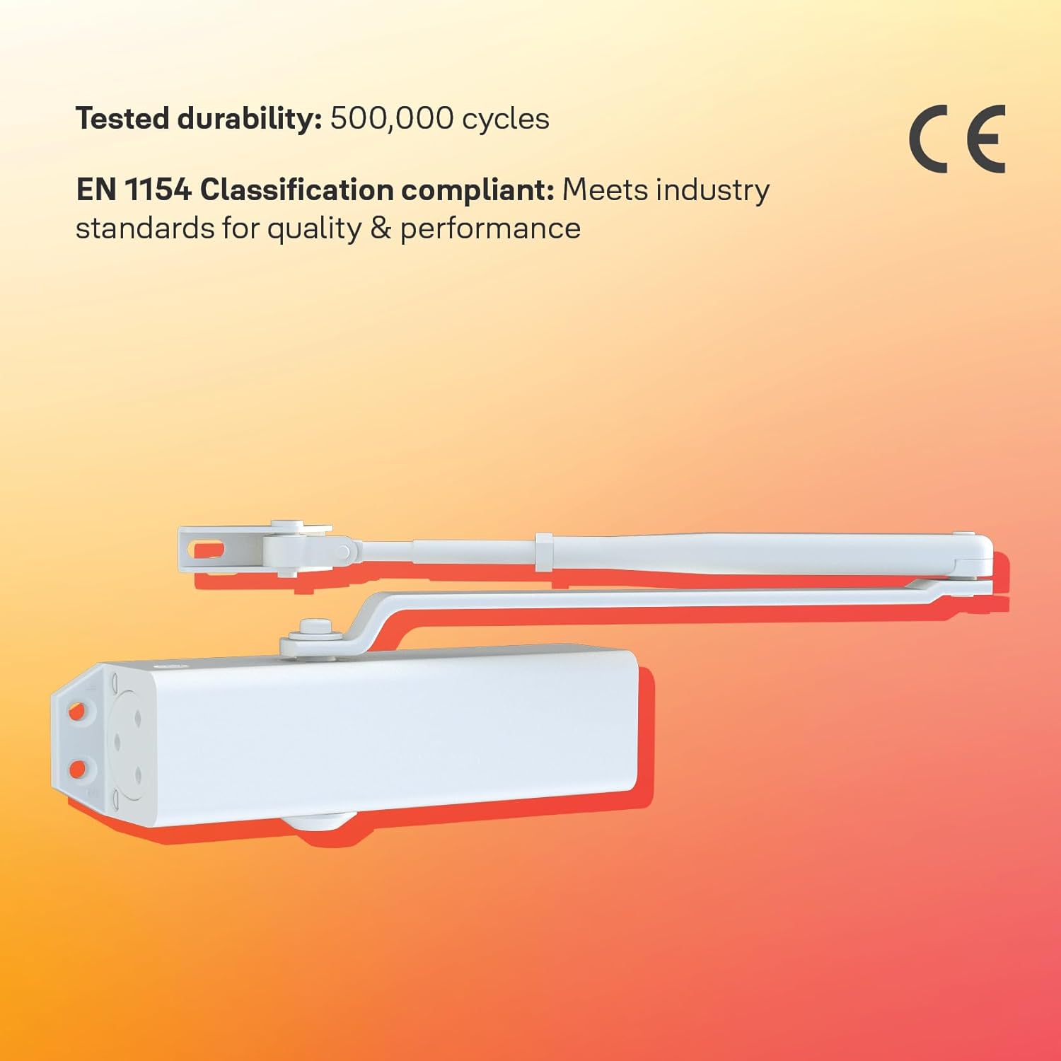 Yale 722 Pro Door Closer For up to 1100mm width and 80Kg door weight, 500,000 cycles tested, Adjustable Latching Speed, Fire rated, Silver