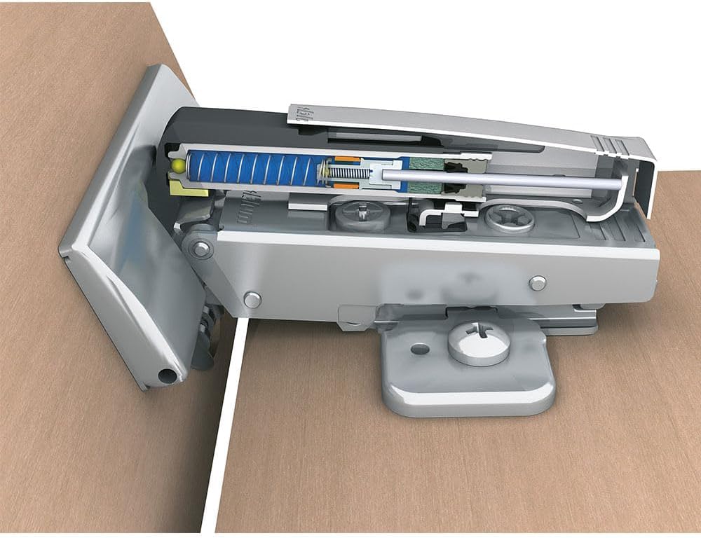 مفصلة بلوم 973A0500.01x4 973A Blumotion ذات الذراع المستقيمة والمغطاة بالكامل للأبواب، مطلية بالنيكل (عبوة من 4 قطع) 