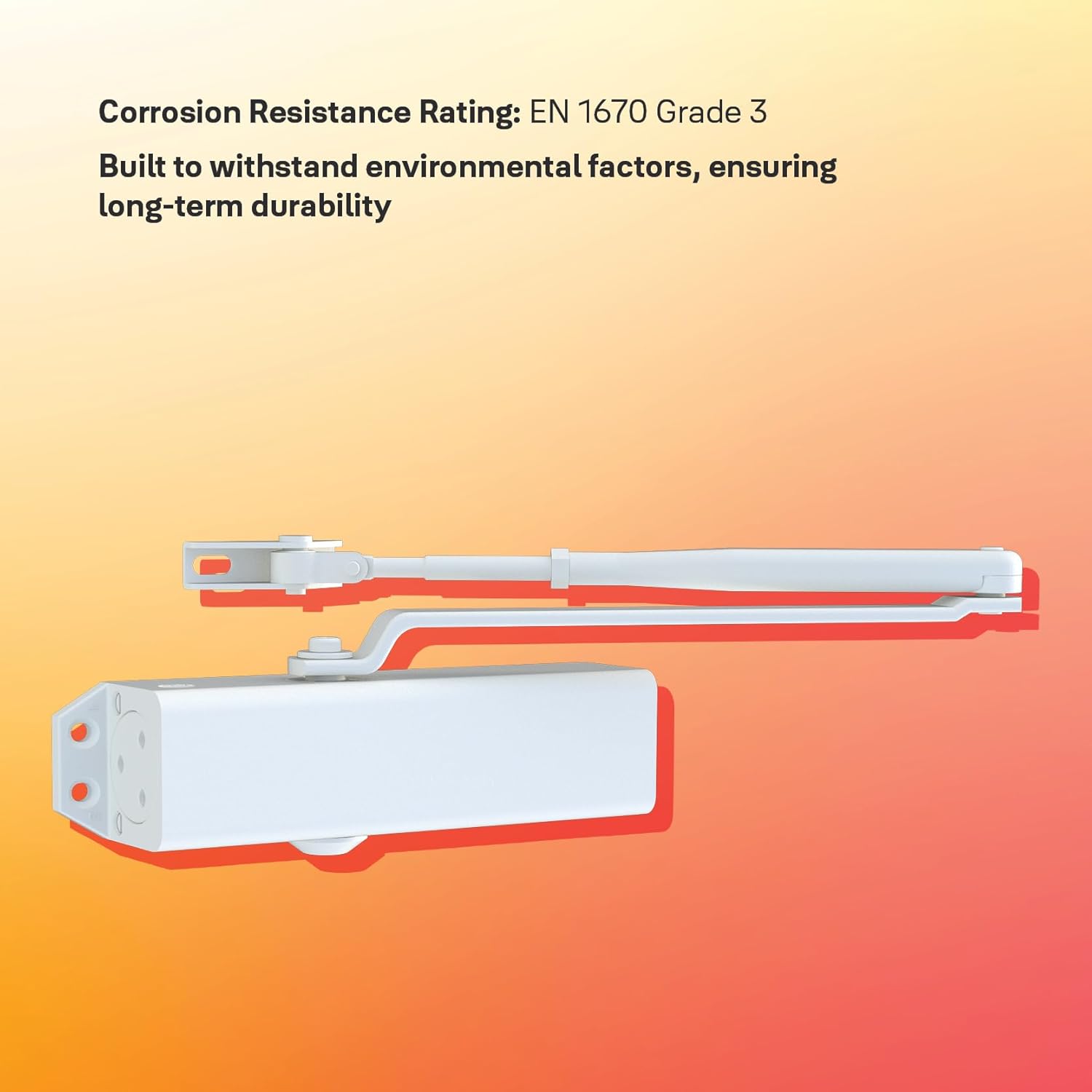 Yale 722 Pro Door Closer For up to 1100mm width and 80Kg door weight, 500,000 cycles tested, Adjustable Latching Speed, Fire rated, Silver