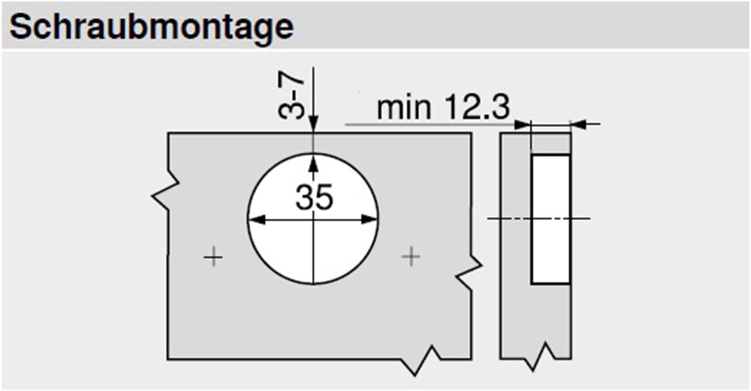 Blum clip top Blumotion furniture hinge integrated 107 degree set square., 105031163