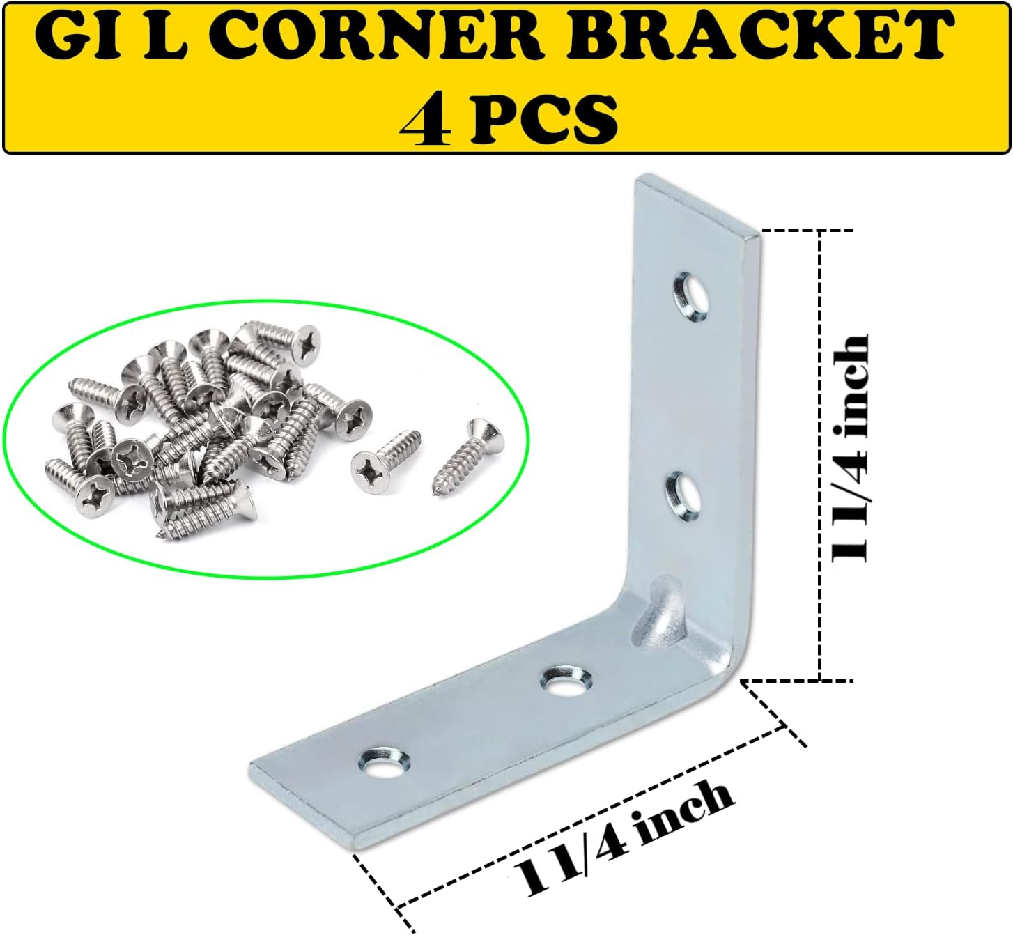 دعامة زاوية مجلفنة على شكل حرف L مقاس 3/4 بوصة 
