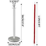 Posts Queue Pole Rope Barriers Stanchion Set 5Ft Red Velvet Ropes