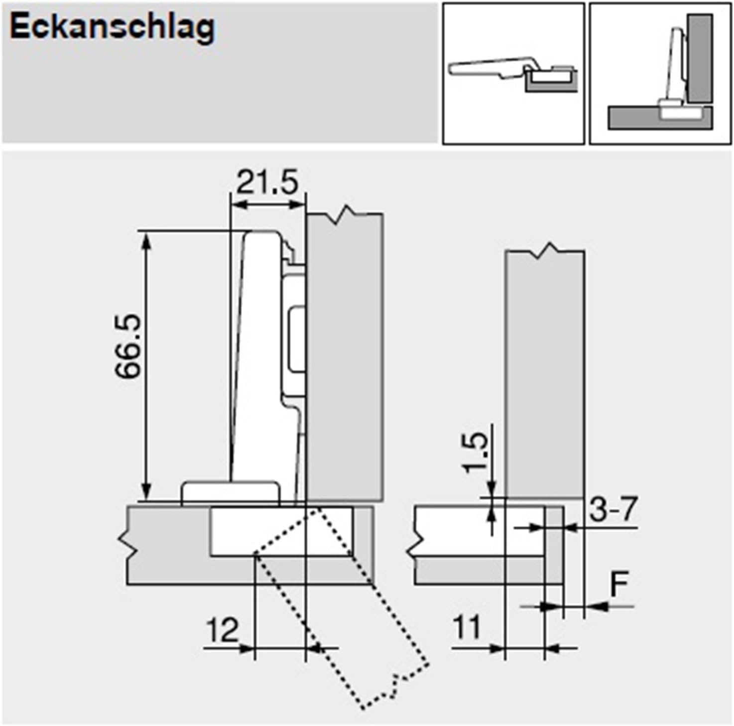Blum clip top Blumotion furniture hinge integrated 107 degree set square., 105031163