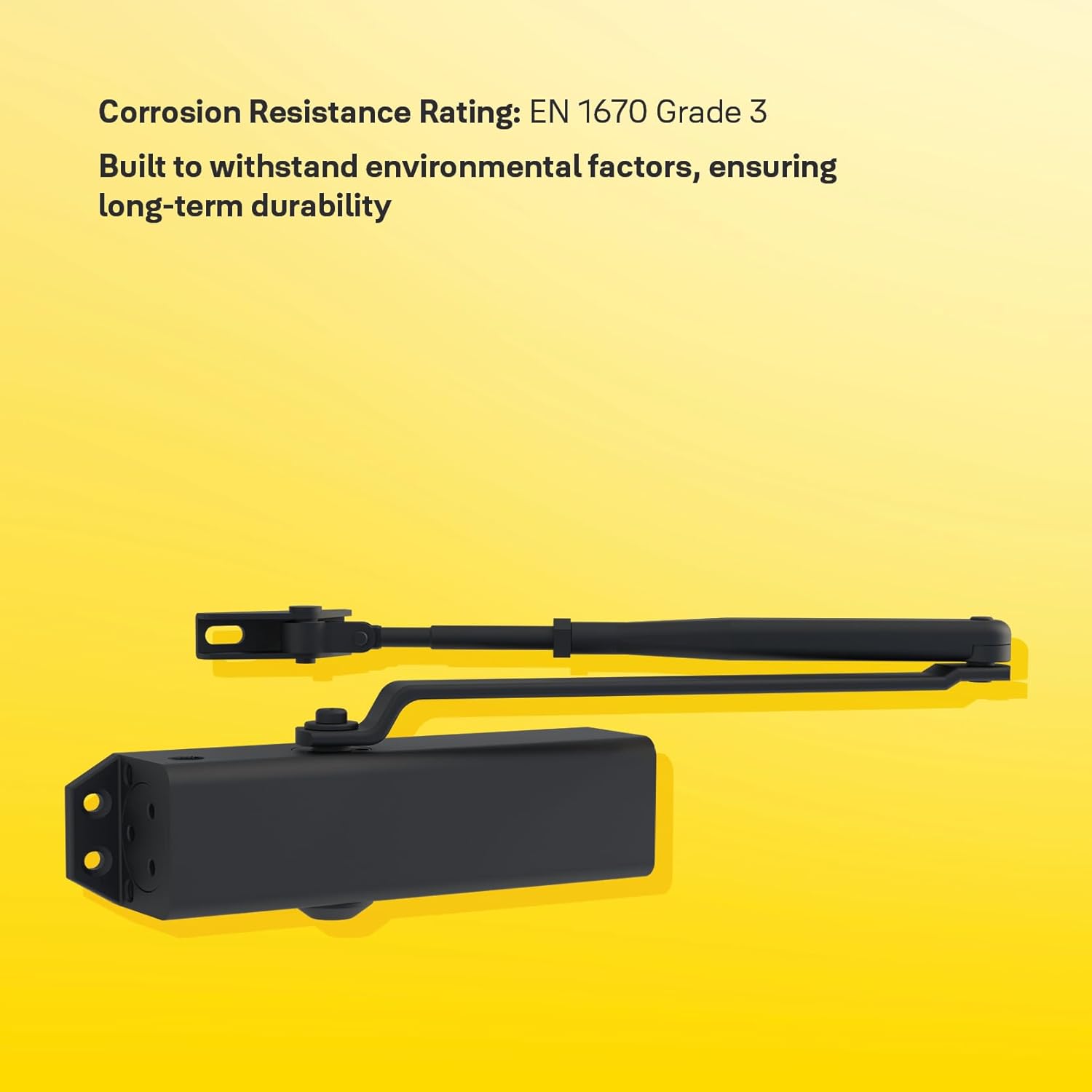 Yale 722 Pro Door Closer For up to 1100mm width and 80Kg door weight, 500,000 cycles tested, Adjustable Latching Speed, Fire rated, Silver