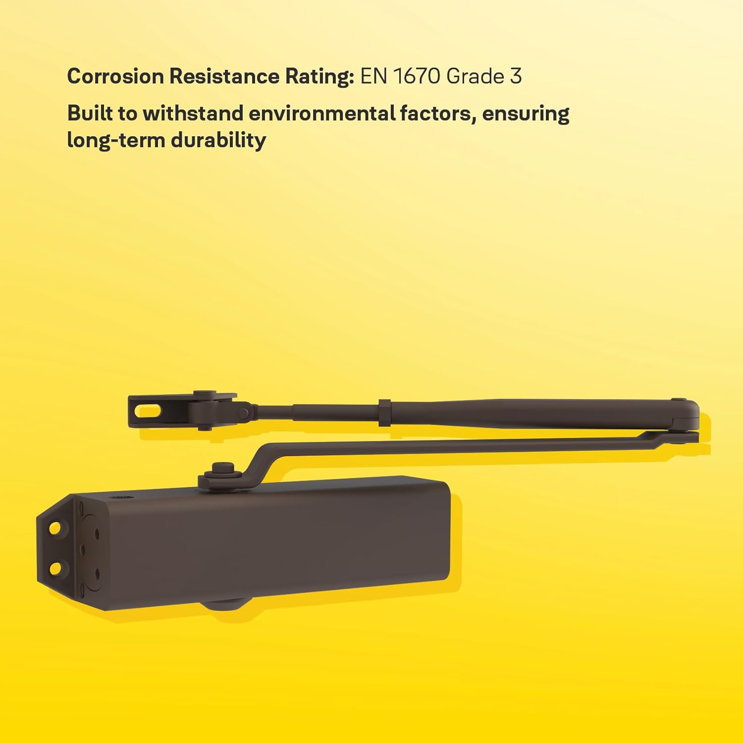 Yale 722 Pro Door Closer For up to 1100mm width and 80Kg door weight, 500,000 cycles tested, Adjustable Latching Speed, Fire rated, Silver