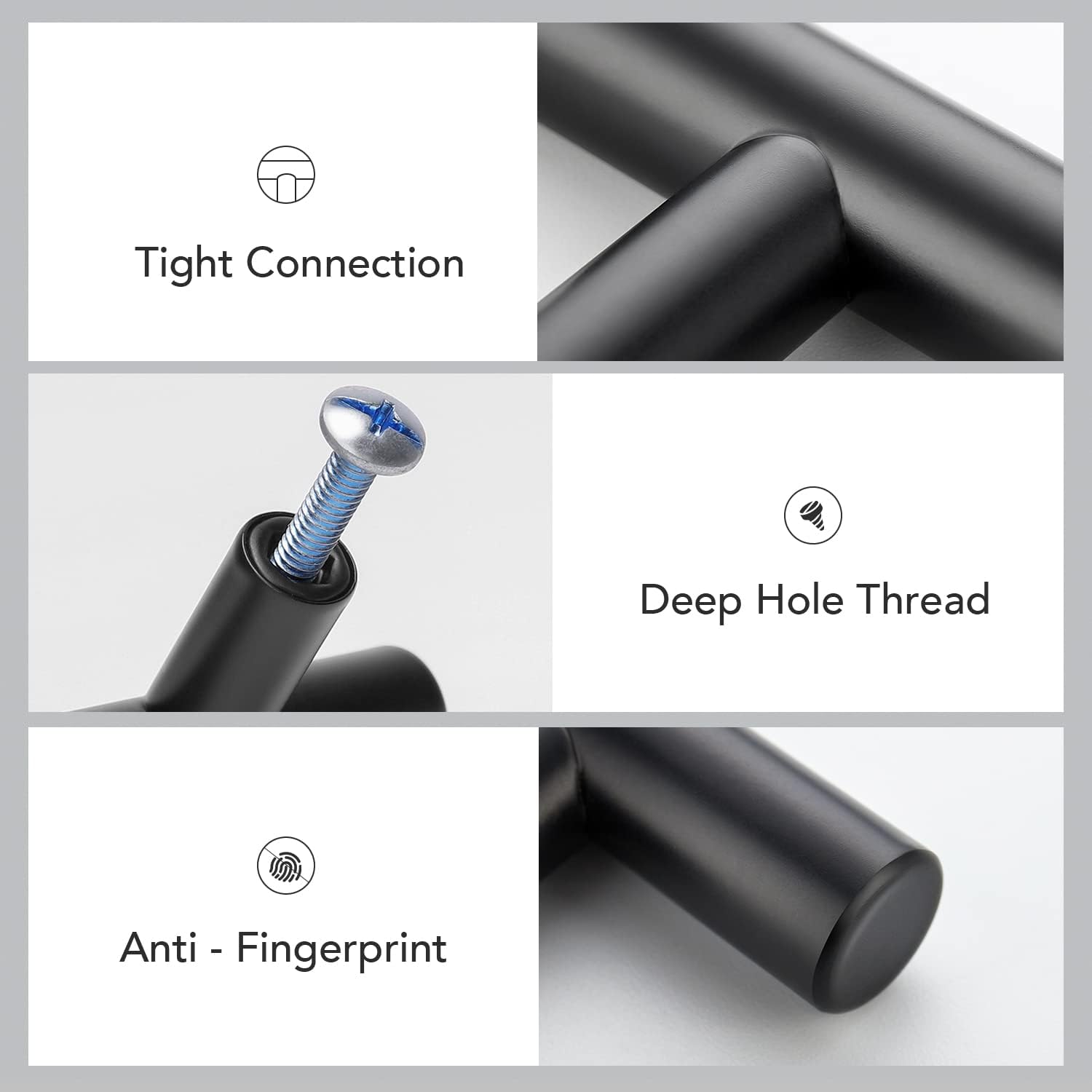 Cabinet Handles 7-3/8 inch Matte Black 5 inch Hole Center