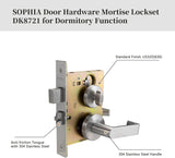 Commercial Heavy Duty Mortise Lockset Door Lever Lock Non-Handed Grade 1 Door Handle - Rose Only Keyed Lever Lockset, ADA, US32D Satin Chrome Finish for Classroom Door