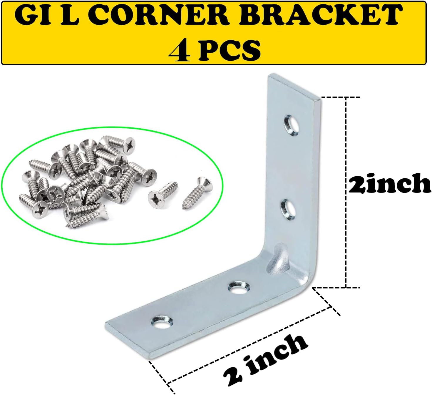 دعامة زاوية مجلفنة على شكل حرف L مقاس 3/4 بوصة 