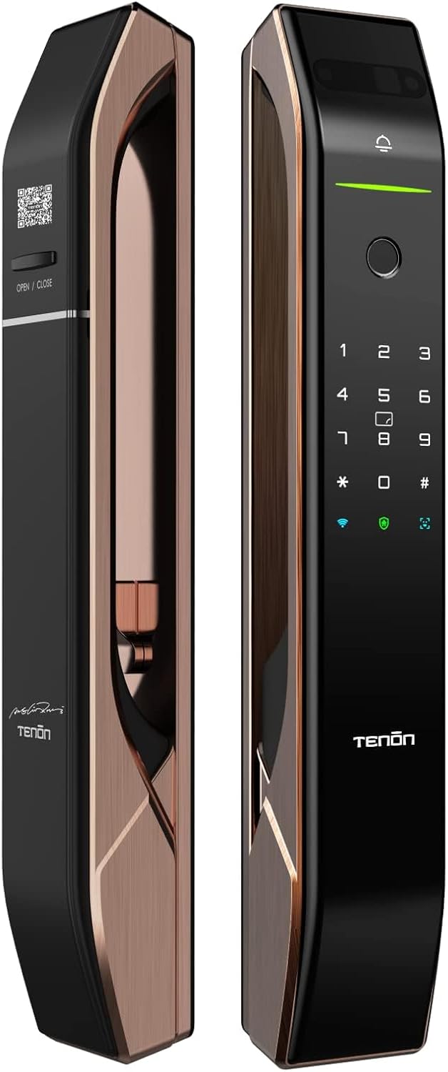 Altix A7X Smart Lock - 3D Facial Recognition | Fingerprint Biometric | Passcode | Bluetooth | Mechanical Key | 6068 Motorized Mortise | Zinc Alloy for Villas | Premium Security [A7X - Antique Copper]