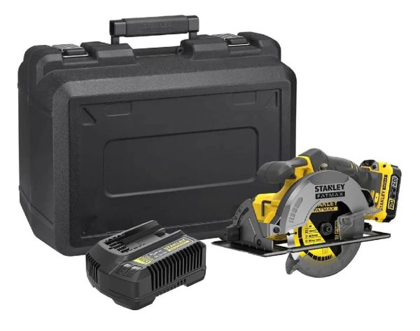 Stanley Cordless V20 Circular Saw 165mm 18V 2.0Ah with 1 Battery & Charger Kit Box SFMCS500D1K-GB