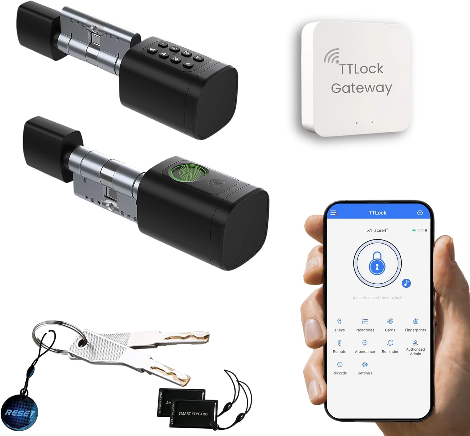 Altix CL1X TUYA Smart Door Lock Keyless | Fingerprint & Passcode | Bluetooth | Keycard & Key | DIY Install | Suitable for Home, Office | Highly Secure | Adjustable Length 60-90mm | Pearl Chrome NEW