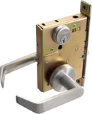 Commercial Heavy Duty Mortise Lockset Door Lever Lock Non-Handed Grade 1 Door Handle - Rose Only Keyed Lever Lockset, ADA, US32D Satin Chrome Finish for Classroom Door