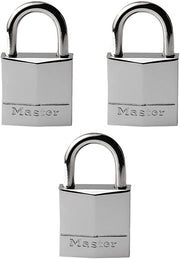 Master Lock 30Mm Wide Nickel Plated Solid Brass Padlock 3 Pack, CM