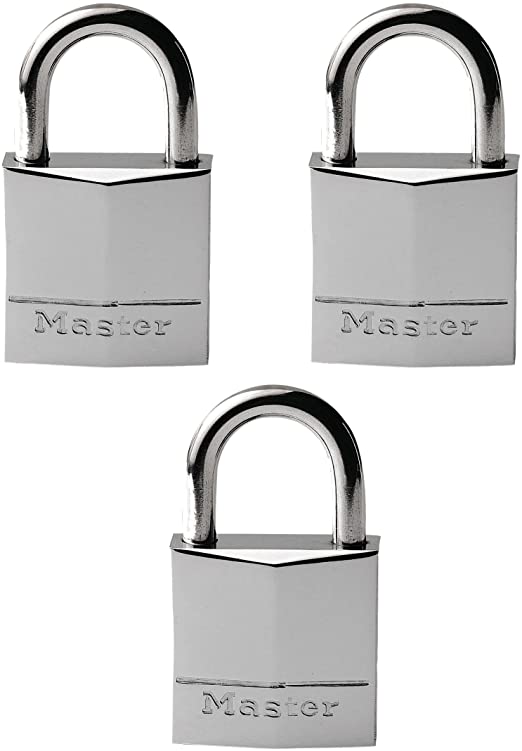 Master Lock 30Mm Wide Nickel Plated Solid Brass Padlock 3 Pack, CM