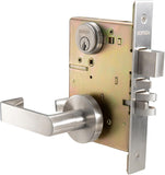 Commercial Heavy Duty Mortise Lockset Door Lever Lock Non-Handed Grade 1 Door Handle - Rose Only Keyed Lever Lockset, ADA, US32D Satin Chrome Finish for Classroom Door