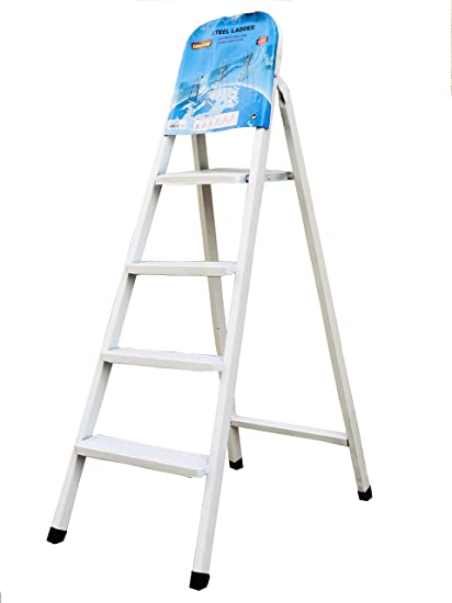 4 Steps Steel Ladder - White