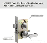 Commercial Heavy Duty Mortise Lockset Door Lever Lock Non-Handed Grade 1 Door Handle - Rose Only Keyed Lever Lockset, ADA, US32D Satin Chrome Finish for Classroom Door