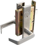 Commercial Heavy Duty Mortise Lockset Door Lever Lock Non-Handed Grade 1 Door Handle - Rose Only Keyed Lever Lockset, ADA, US32D Satin Chrome Finish for Classroom Door