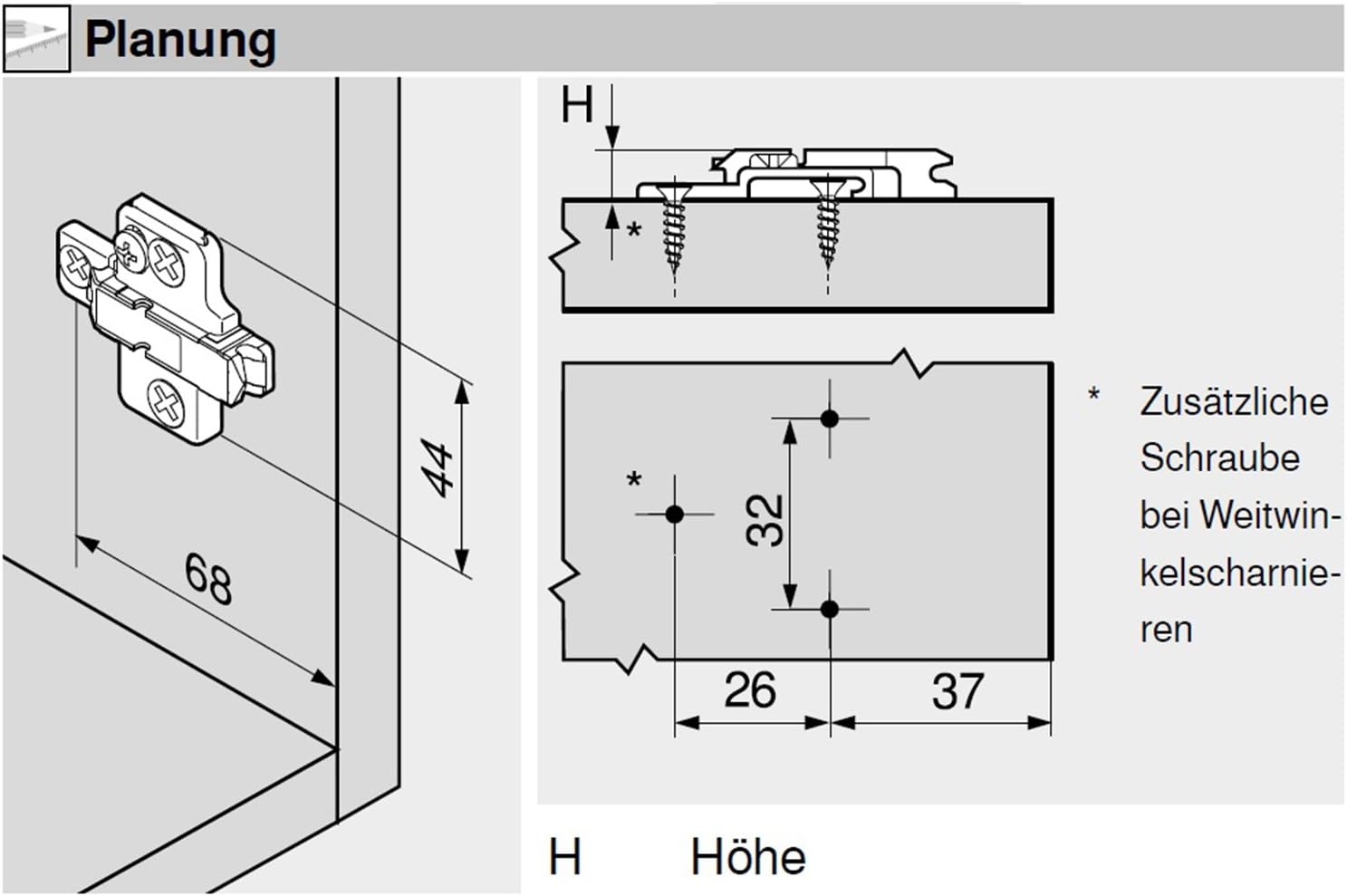 Blum clip top Blumotion furniture hinge integrated 107 degree set square., 105031163