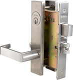 Commercial Heavy Duty Mortise Lockset Door Lever Lock Non-Handed Grade 1 Door Handle - Rose Only Keyed Lever Lockset, ADA, US32D Satin Chrome Finish for Classroom Door