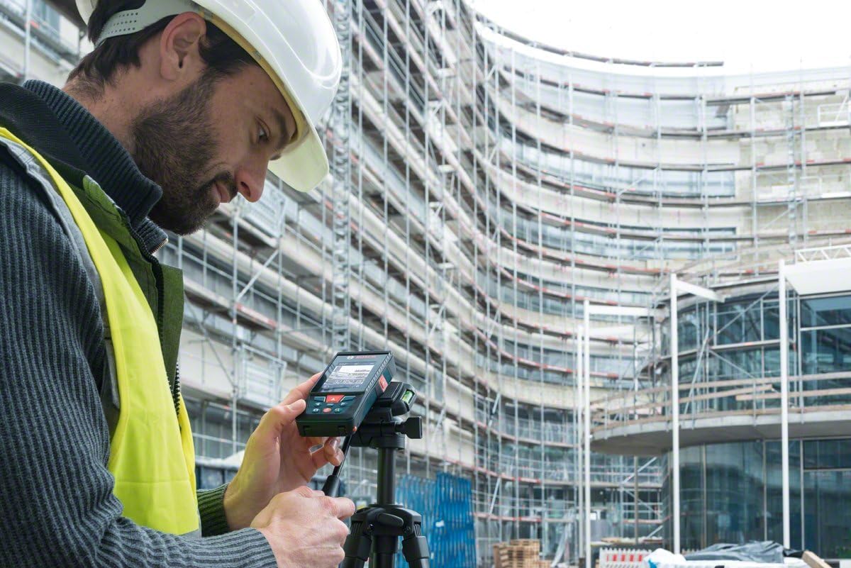 Bosch Professional Laser Measure Glm 50-27 C (Range: Up To 50M, Robust, Ip65, Data Transfer Via Bluetooth, 2X Aa Batteries, Hand Strap, Pouch)