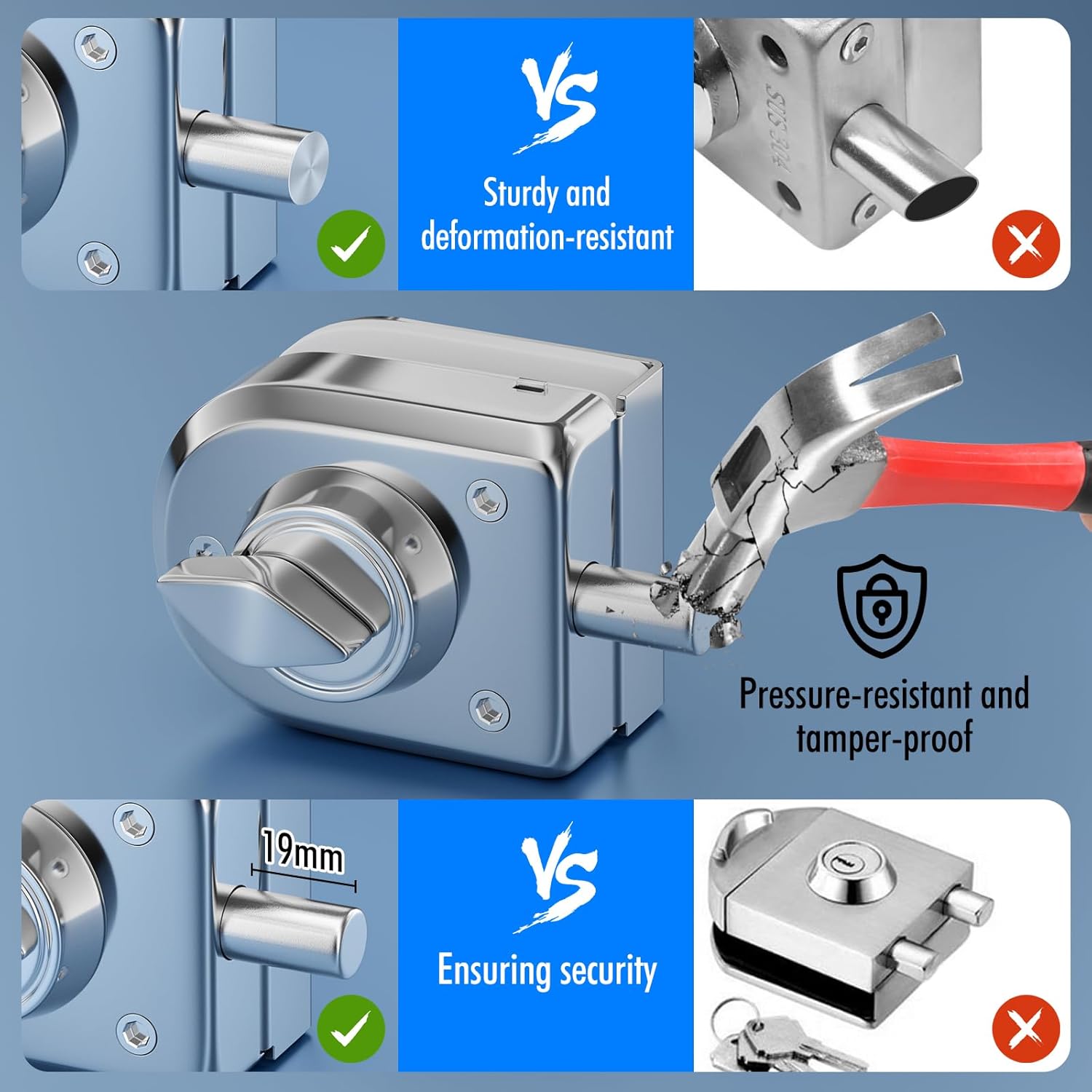 Glass Door Lock SS304 Floor Latch Lock Bolt Ground Lock