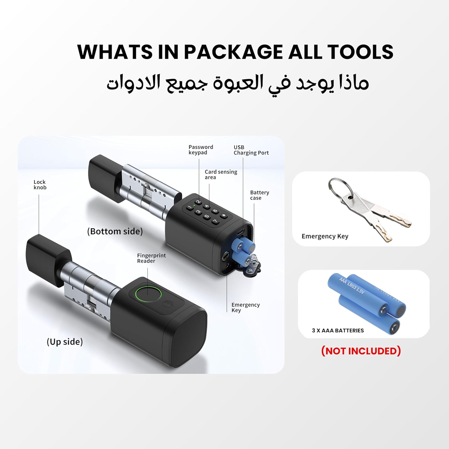 Altix CL1X TUYA Smart Door Lock Keyless | Fingerprint & Passcode | Bluetooth | Keycard & Key | DIY Install | Suitable for Home, Office | Highly Secure | Adjustable Length 60-90mm | Pearl Chrome NEW