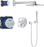 GROHE Shower and Bathroom Fixtures, Shower set with thermostat - Grohtherm Smart Control and Rainshower SmartActive 310 Collections, 34705000