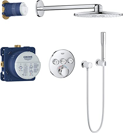 GROHE Shower and Bathroom Fixtures, Shower set with thermostat - Grohtherm Smart Control and Rainshower SmartActive 310 Collections, 34705000