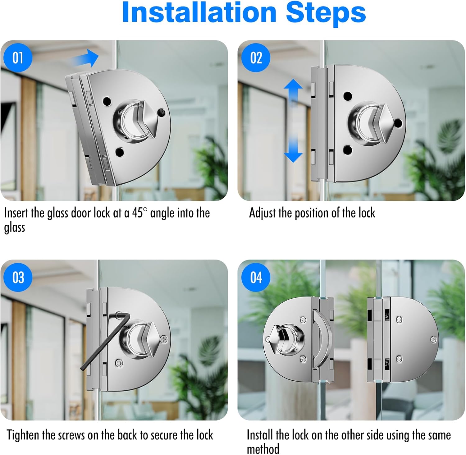 Glass Door Lock SS304 Floor Latch Lock Bolt Ground Lock
