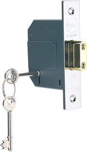 Yale P-M562-CH-67 PM562 5 Lever Mortice Deadlock, High Security, Chrome Finish, 2.5 Inch/64 mm
