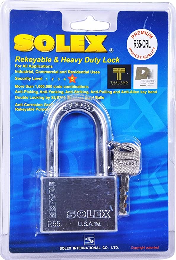 Solex Chrome Padlock Long 55mm