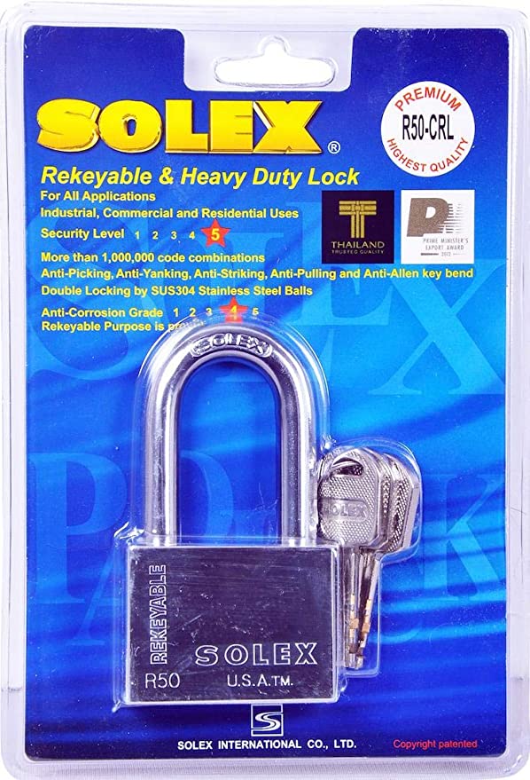 Solex Chrome Padlock Long 50mm