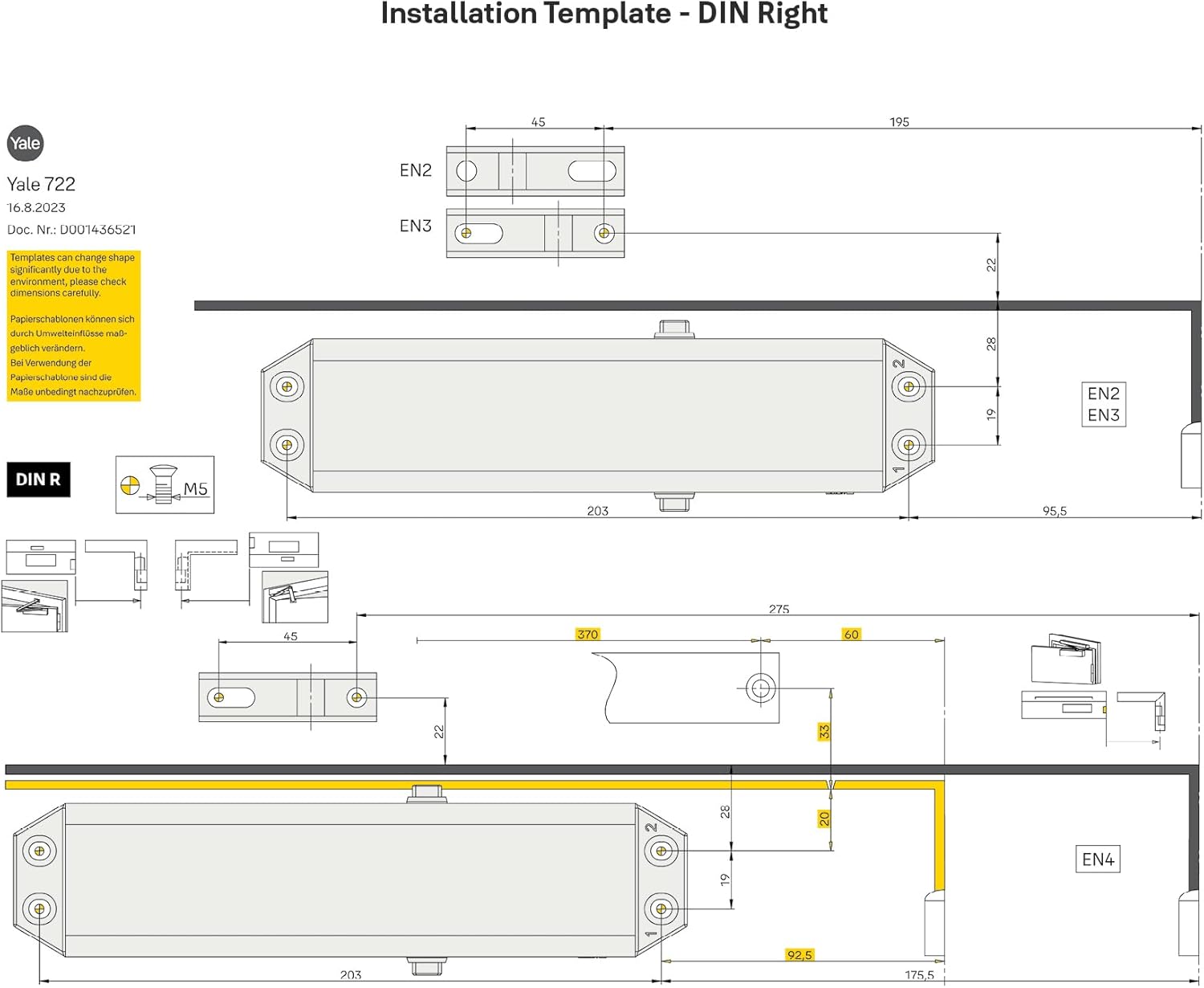 Yale 722 Pro Door Closer For up to 1100mm width and 80Kg door weight, 500,000 cycles tested, Adjustable Latching Speed, Fire rated, Silver