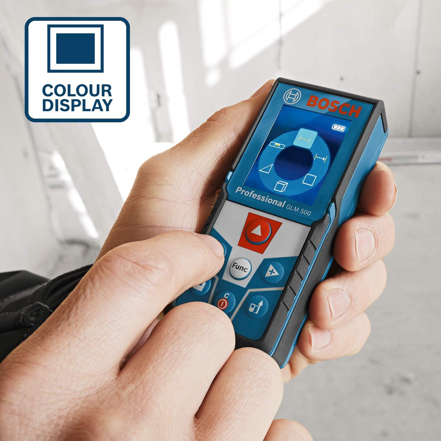 Bosch Professional Laser Measure Glm 50-27 C (Range: Up To 50M, Robust, Ip65, Data Transfer Via Bluetooth, 2X Aa Batteries, Hand Strap, Pouch)