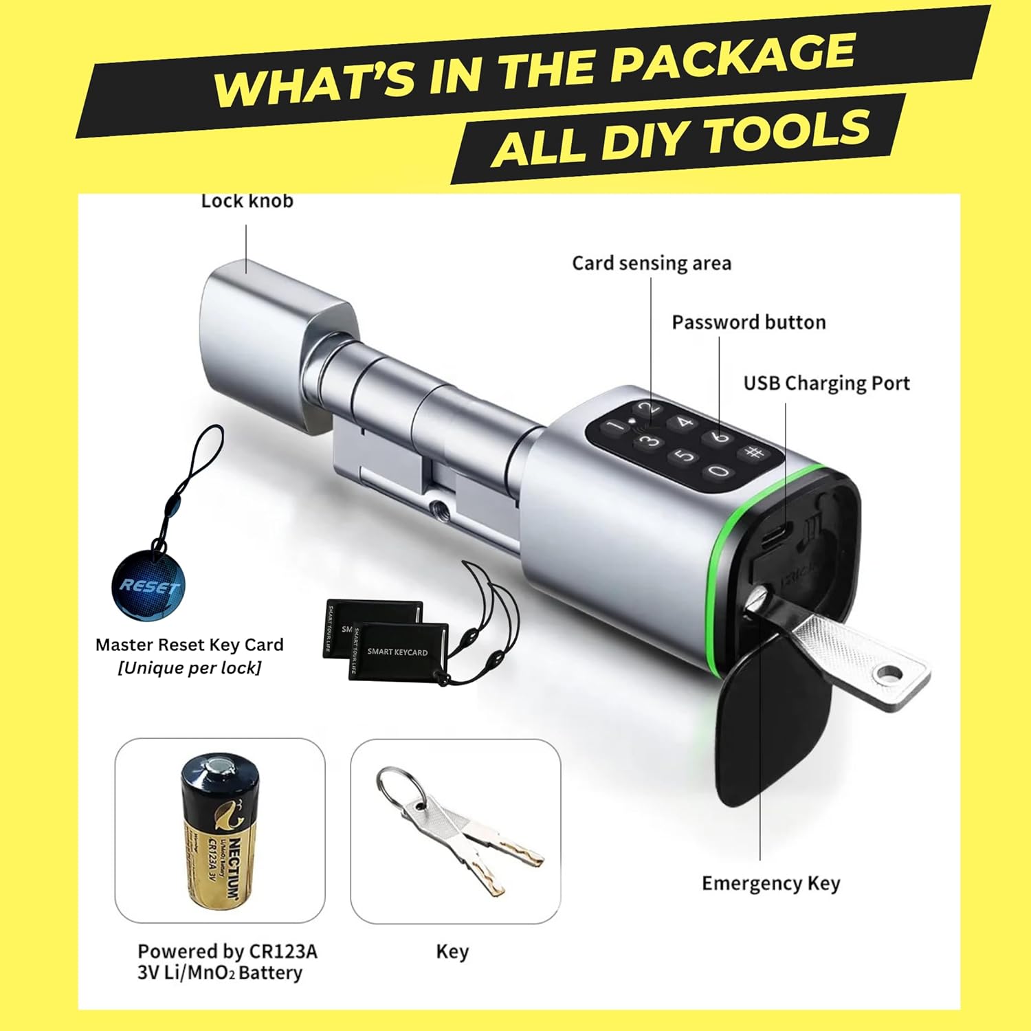 Altix CL1X TUYA Smart Door Lock Keyless | Fingerprint & Passcode | Bluetooth | Keycard & Key | DIY Install | Suitable for Home, Office | Highly Secure | Adjustable Length 60-90mm | Pearl Chrome NEW