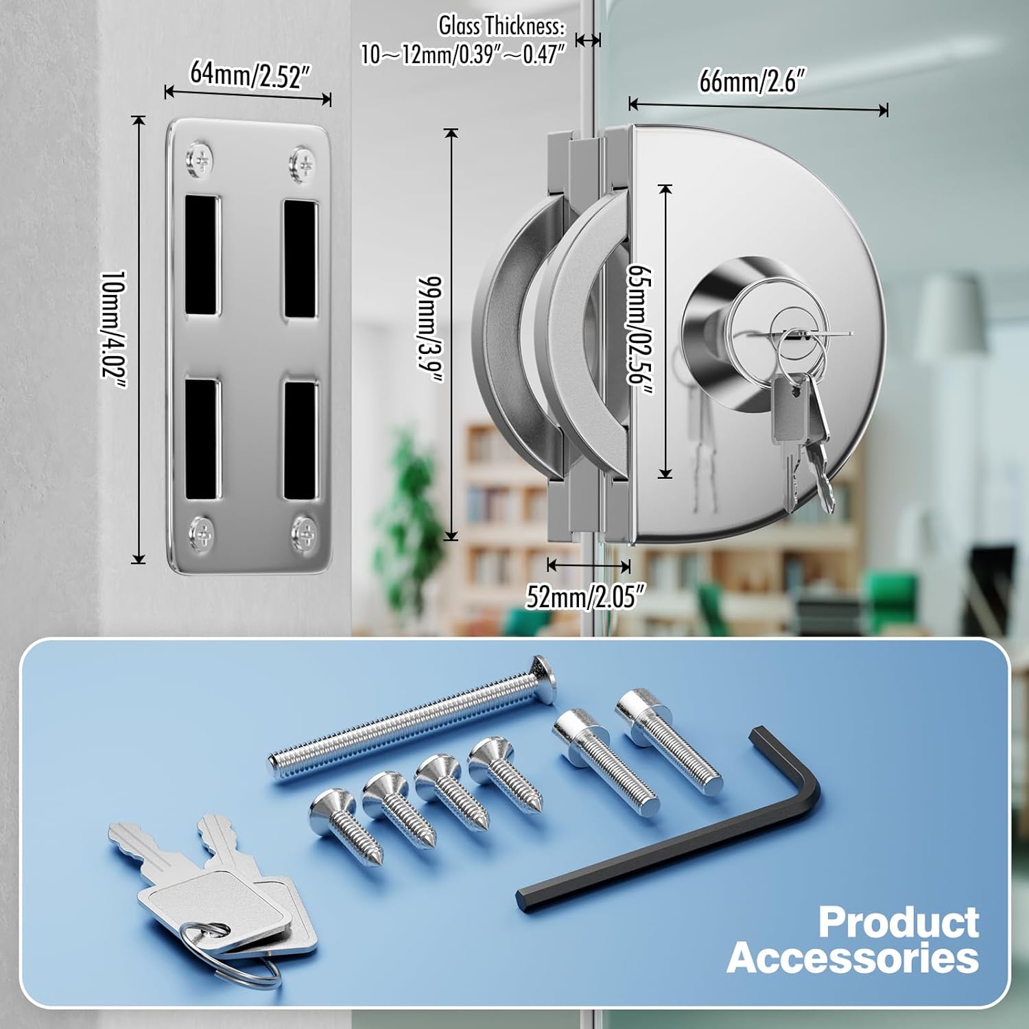 Glass Door Lock SS304 Floor Latch Lock Bolt Ground Lock