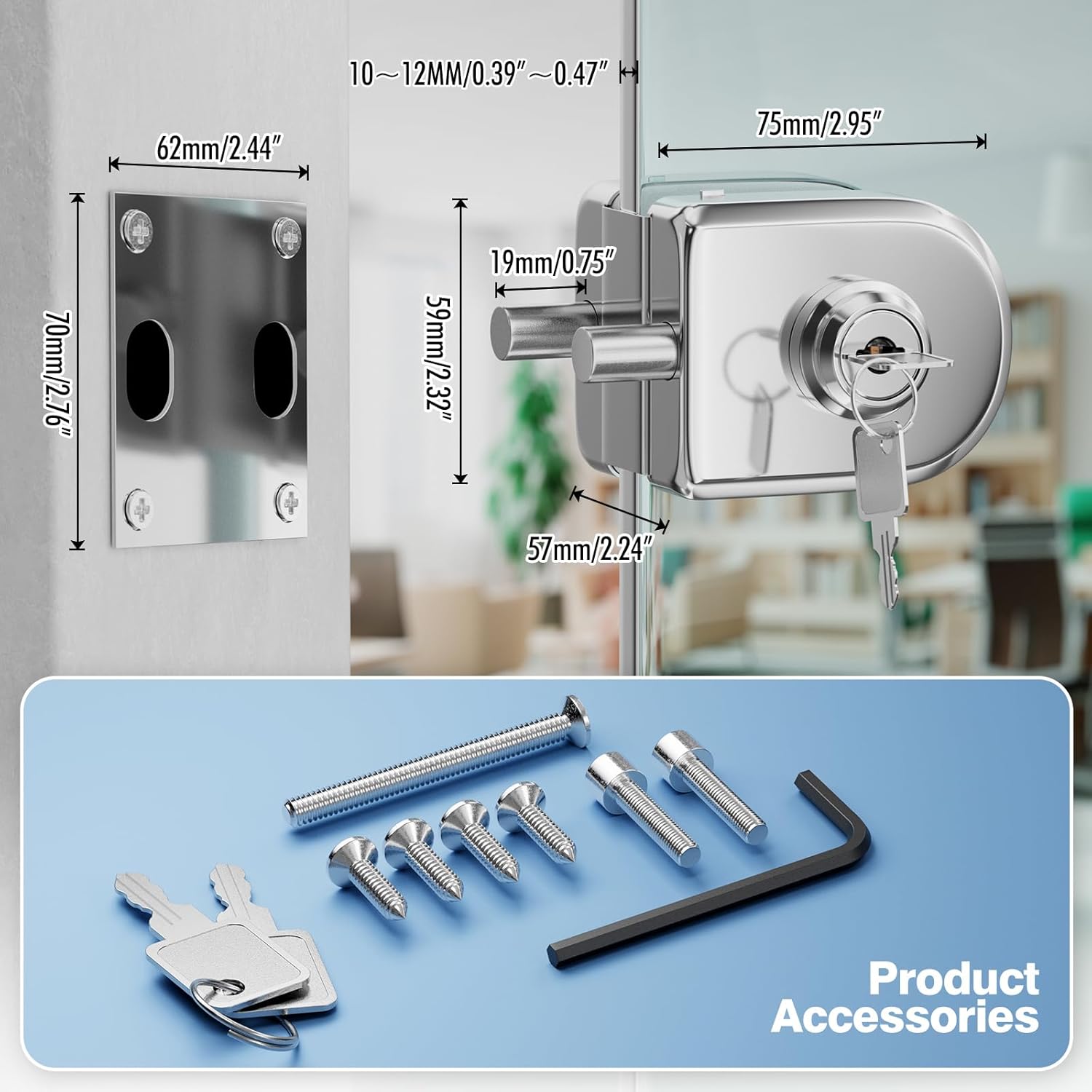 Glass Door Lock SS304 Floor Latch Lock Bolt Ground Lock