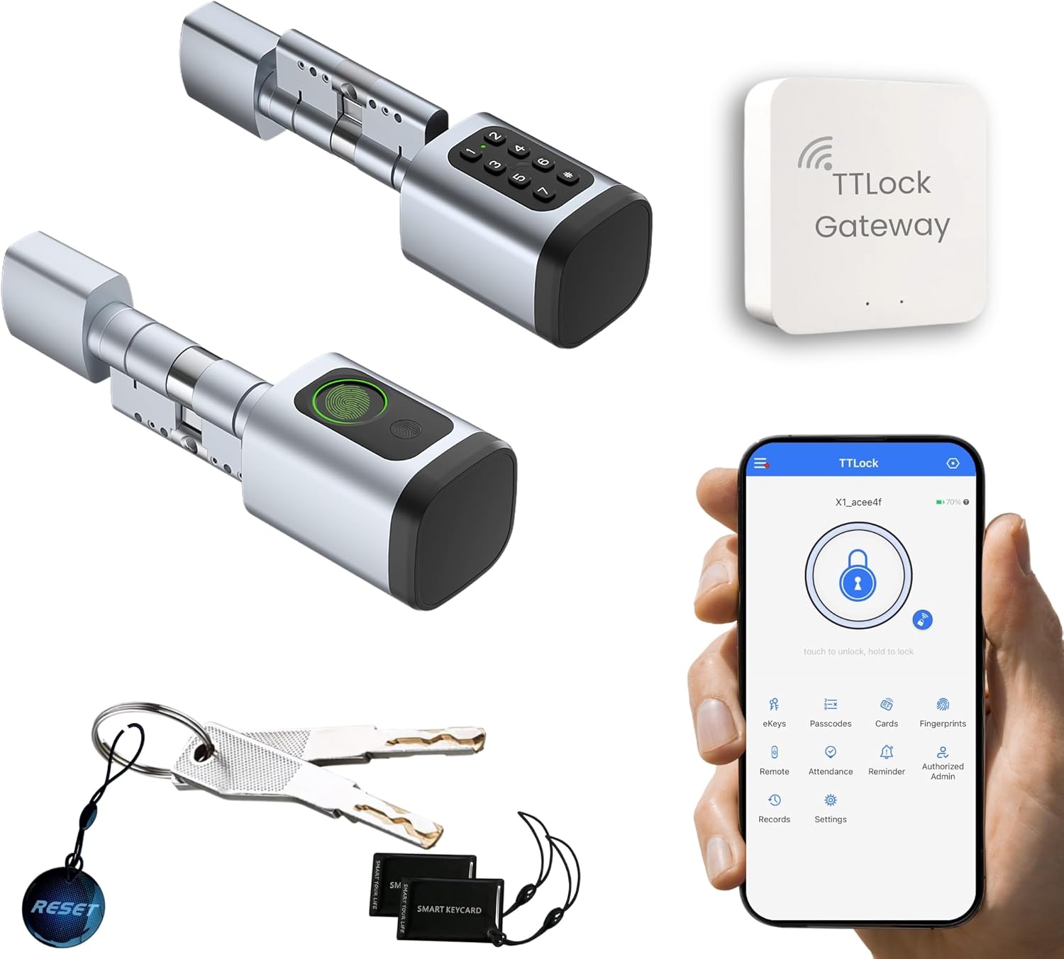 Altix CL1X TUYA Smart Door Lock Keyless | Fingerprint & Passcode | Bluetooth | Keycard & Key | DIY Install | Suitable for Home, Office | Highly Secure | Adjustable Length 60-90mm | Pearl Chrome NEW
