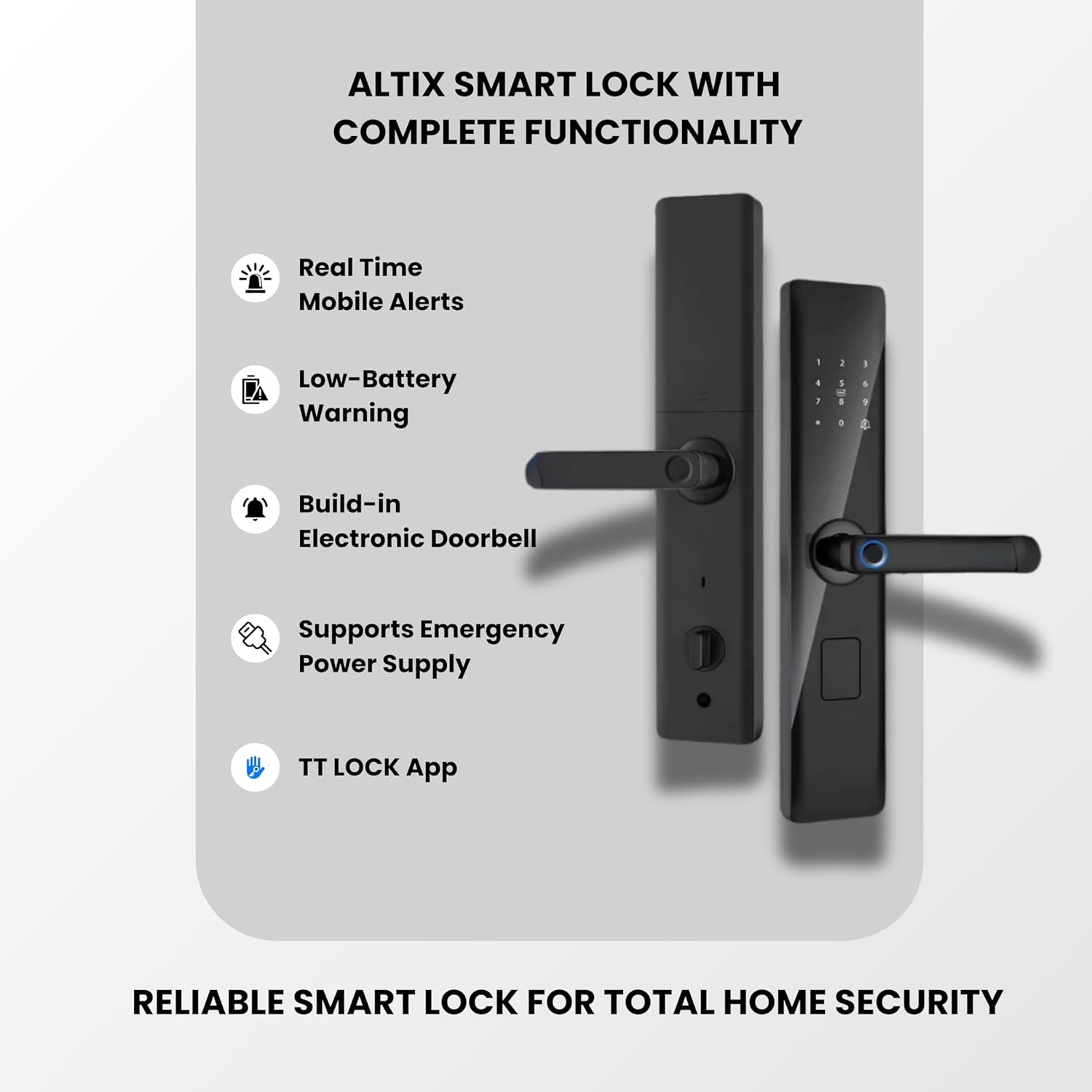 Altix R9 Pro Wi-Fi Smart Door Lock – Keyless Entry with TTLock App, Fingerprint, PIN Code, IC Card & Mechanical Key – Remote Access & Monitoring – Biometric Door Lock Dubai – Smart Lock UAE