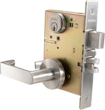 Commercial Heavy Duty Mortise Lockset Door Lever Lock Non-Handed Grade 1 Door Handle - Rose Only Keyed Lever Lockset, ADA, US32D Satin Chrome Finish for Classroom Door