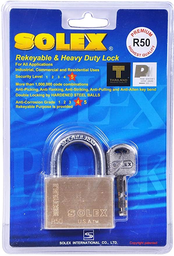 Solex Brass Padlock 50mm