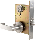 Commercial Heavy Duty Mortise Lockset Door Lever Lock Non-Handed Grade 1 Door Handle - Rose Only Keyed Lever Lockset, ADA, US32D Satin Chrome Finish for Classroom Door