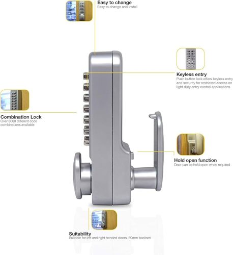 Mechanical Code Push Button Door Lock