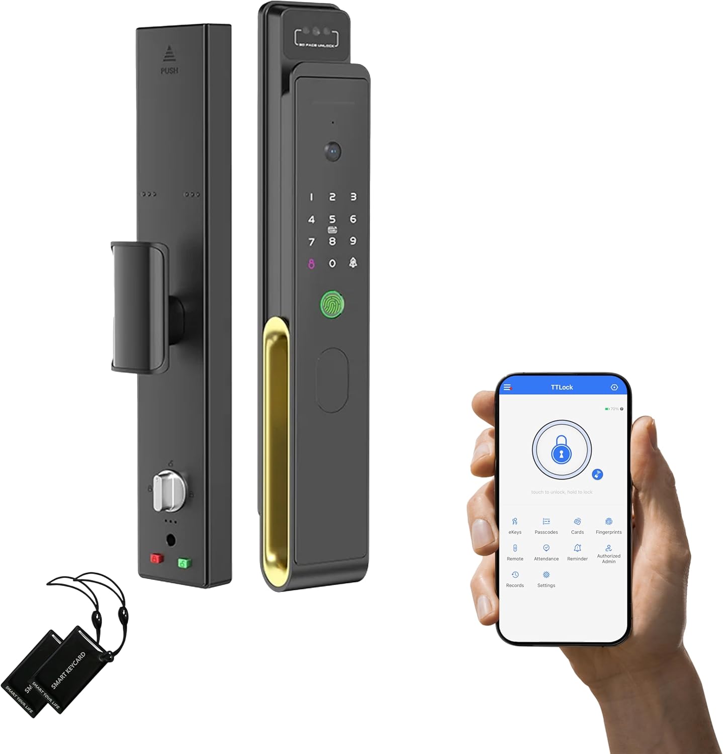 Altix A7 PRO Premium Smart Lock Face Recognition, Video Intercom, Live Video, Fingerprint, Passcode & IC Card Advanced Keyless Entry Door Lock with TT LOCK App Premium Zinc Alloy Build (Matt Black)