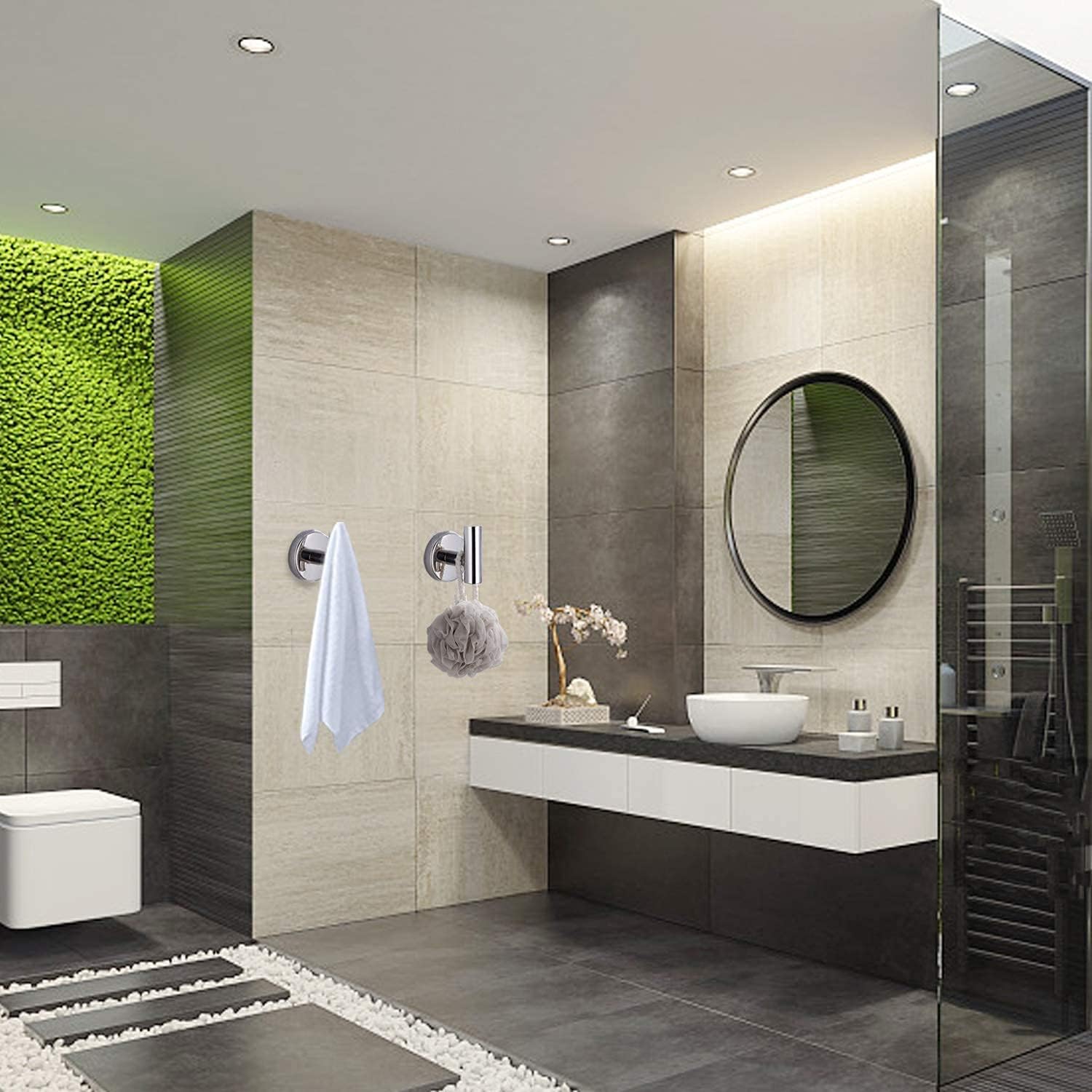 Towel Coat Hooks SUS304 Stainless Steel Bathroom Bathroom Hardware Clothes Garage Hotel Cabinet Closet Sponges Robe Hook Wall Mounted Kitchen Heavy Duty Bath Door Hanger