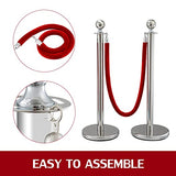Posts Queue Pole Rope Barriers Stanchion Set 5Ft Red Velvet Ropes