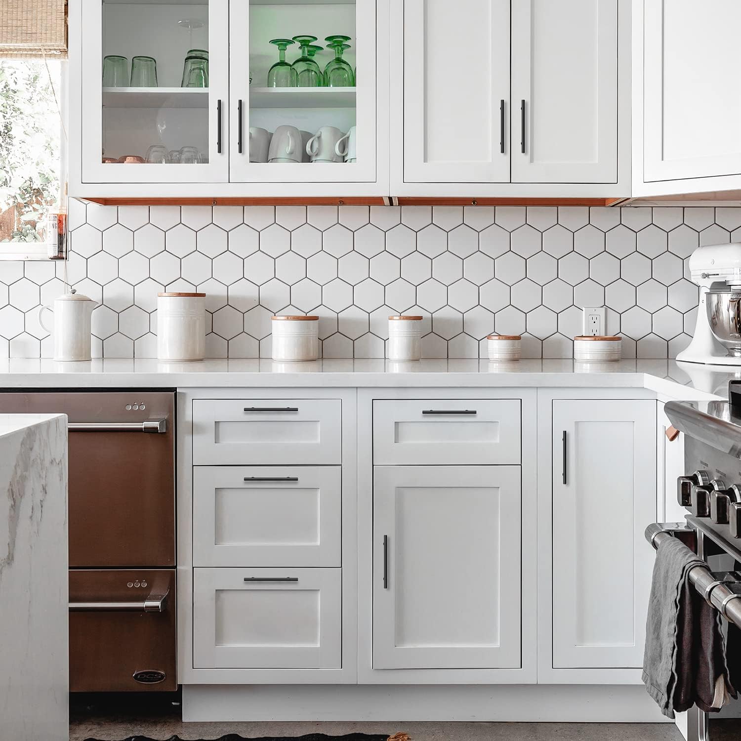 Cabinet Handles 7-3/8 inch Matte Black 5 inch Hole Center